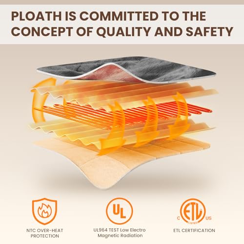 PLOATH Heated Electric Blanket Shawl: Throw Poncho - Wearable Hoodie Wrap Sherpa With 10 Heating Levels & Multi Time Settings (40x70'' Dark Grey) - Image 4