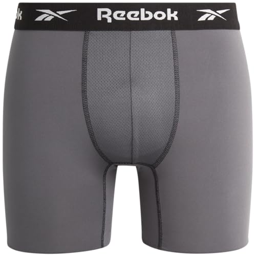 Reebok Men's Underwear - Performance Boxer Briefs with Fly Pouch (4 Pack), Size Large, Black4