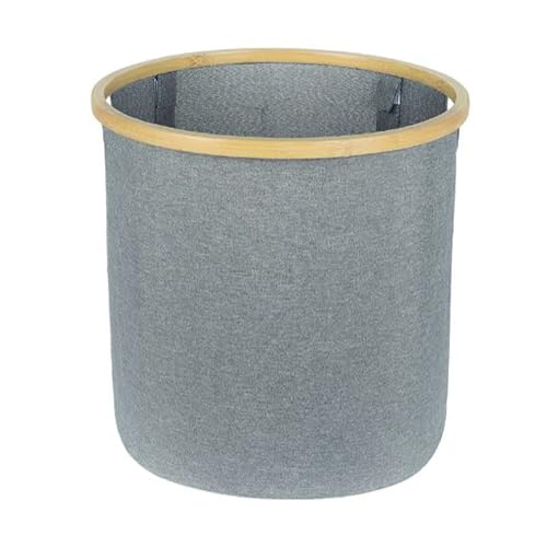 GREATOYAR Cestas de Almacenamiento para Organizar, Cesta de Plegable para Estantes y Armario, Contenedores de Tela con Asas de Bambú, Cesta de Lavadero, Cesta para Ropa Sucia, 45x37cm, Gris