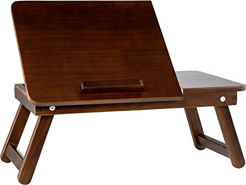 Wood Desk - Multi-Tasking Tray - Attractive Natural Wood - Light and Portable - Adjustable Angle Top - Perfect for Reading, Studying, Working in Your Bed, on The Couch or Floor, Medium