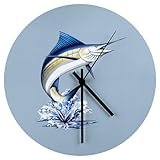 Marlin Fish Scale-Free Wall Clocks Non-Ticking Vintage Clocks Home Office Kitchen Farmhouse Decor 25 * 25cm
