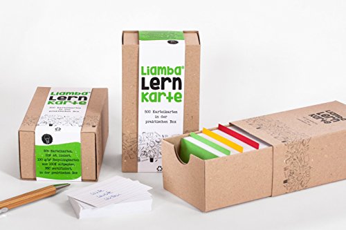 Liamba Karteikarten A8 in Karteikasten mit 500 Lernkarten in praktischer Karteikartenbox aus FSC Recyclingpapier mit farbigen Trennblättern für Schule Studium und Vokabeltraining