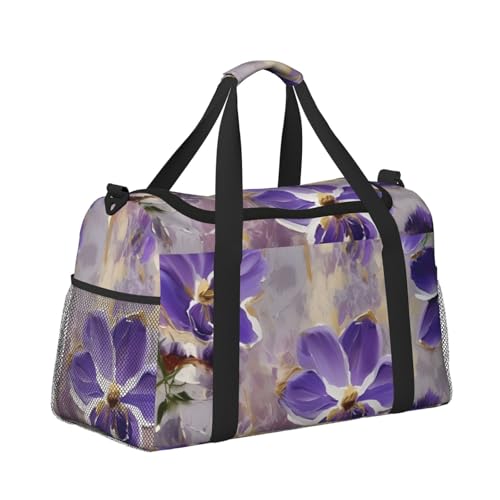 marble purple Print Foldable Carry On Tote Large Capacity Hand Carry Bag for Airplane Weekend Getaways3