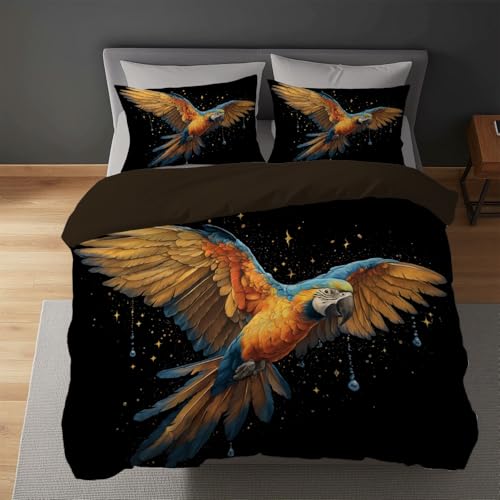 Genérico Juego de Ropa de Cama 200, Stelle Goccia para niñas y niños, Microfibra, Pappagallo Juego de Funda nórdica, NeroAgradable al Tacto decoración para Dormitorio, 280 X 240 cm