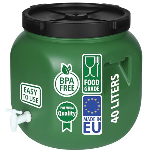 F & R Wasserkanister mit Hahn 40 Liter aus HDPE I I Regentonne mit Deckel I Kanister Hahn I Wasserbâ€¦ – Miniatur