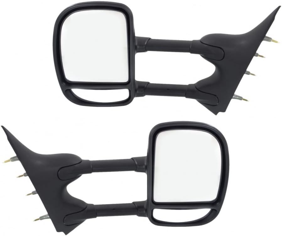 For Ford E-450 Super Duty/E-350 2003-2019 Door Mirror Driver Side | Manual | Telescoping Type | Dual Glass | Black Textured | Replacement For FO1320238 | 3C2Z17683DA, 3C2Z17683DAA