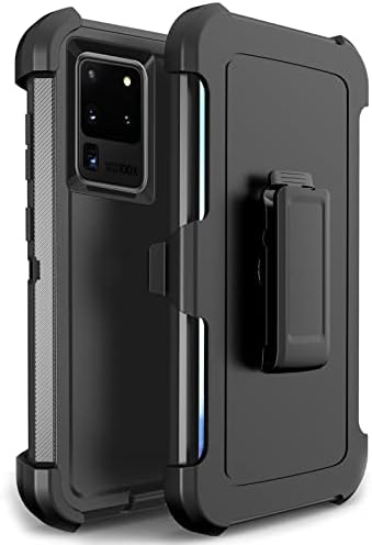 Bisbkrar Defender Case for Samsung Galaxy S20 Ultra 5G 6.9 Inch, Phone Case [Military Grade] 3 in 1 Shockproof Rugged Protective, Heavy Duty Bumper Cover(Black(with Belt Clip)) (Black)