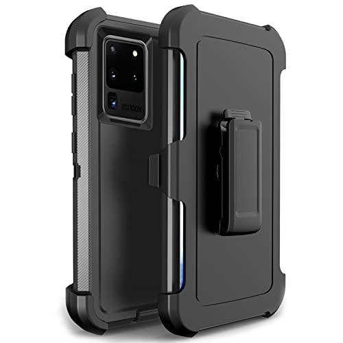 Bisbkrar Defender Case For Samsung Galaxy S20 Ultra 5G 6.9 Inch, Phone Case [Military Grade] 3 In 1 Shockproof Rugged Protective, Heavy Duty Bumper Cover(Black(With Belt Clip)) (Black) #TOP3