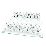 Spécification: Le petit verre à vin est d'environ 2,7x2x3,2 cm / 1,06x0,79x1,26 pouce, et le poids de l'ensemble d'échecs en verre est de 0,825 kg, et la longueur latérale de l'échecteur est de 25 cm / 9,84 pouces