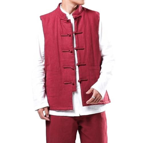 Gilet lin homme rembourré style chinois pour éviter le froid aux bras libres