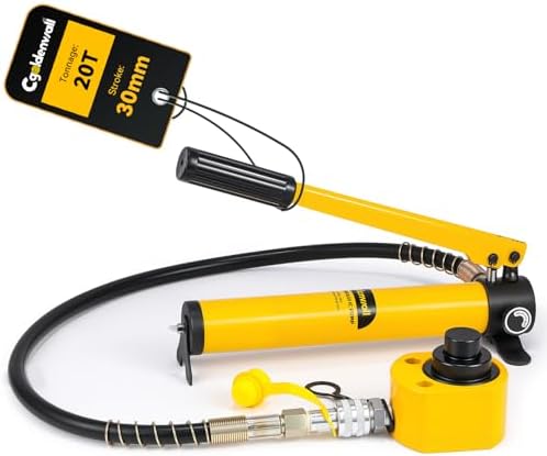 CGOLDENWALL Hydraulikzylinder 20T Ultradünner Leicht mit Hydraulikpump CP-180 (DFPY-20T+CP-180)