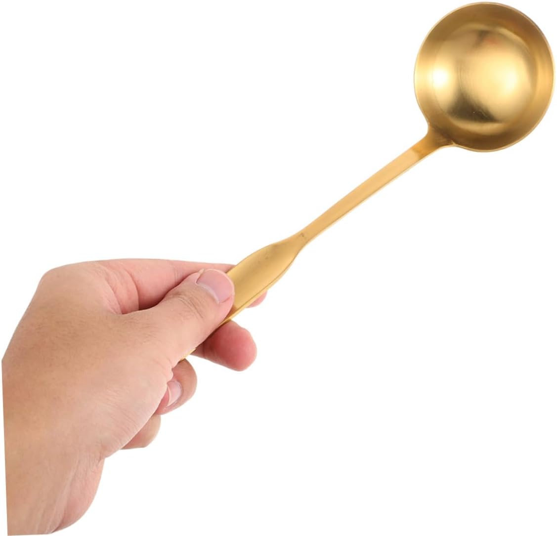 2pcs Golden Stainless Steel Soup Ladles Thickened for Hotpot and Soups