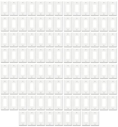 ZEFTV Decorator Wall Plates 1-Gang Switch Outlet Electrical Cover Plate Unbreakable Thermoplastic Faceplate for Light Receptacle Outlet Switch, White (100 Pack)