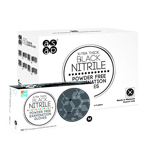 Asap Black Nitrile Powder Free Examination Gloves, Disposable, 4 Mil, Black (Medium - Box Of 100) #TOP12