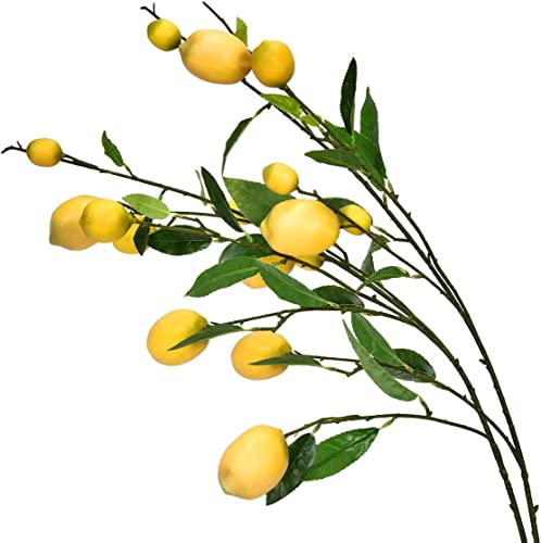 Sunm Boutique 2 Pack Artificial Lemon Branch Vivid Yellow Artificial Lemon Branch Home Party Garden Without vase Decoration