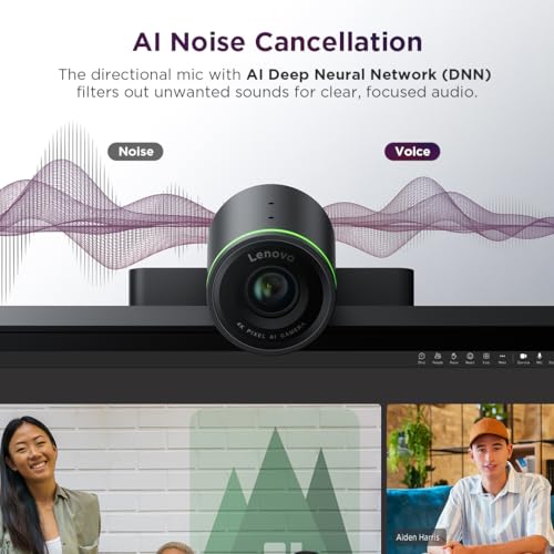 Image of Lenovo 2K Pro Webcam, AI Noise Cancellation and Enhanced Image Quality, 2K Resolution, 4X Digital Zoom, Physical Privacy Shutter, Auto Light Adjustment, Directional Microphone, Teams Certified, Black