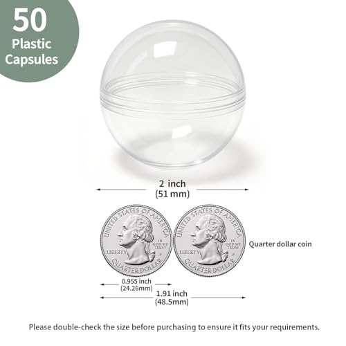 image for Zilphoba 50Pcs 2 Inch Vending Machine Capsules Gumball Machine Capsule