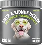 Liver & Kidney Support for Dogs Detox Natural Supplement with Milk Thistle Dandelion Root Turmeric Curcumin Hepatic Support Treats for Canine Liver Function, Immunity & Digestion 120 Soft Chews