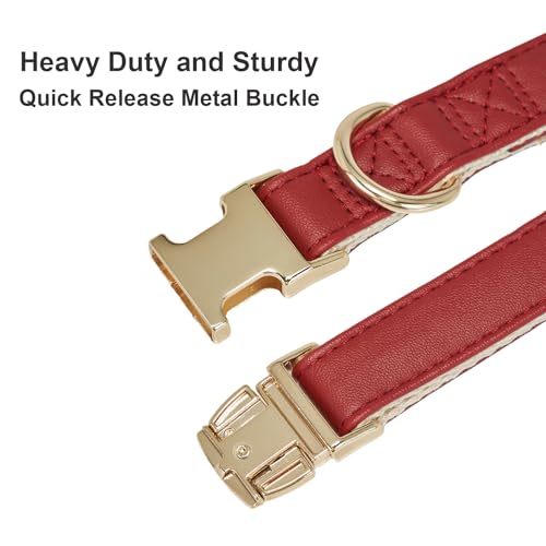 Collar para Perro de Cuero Clásico Suave XS Rojo miniatura 3