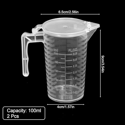2 Pzas Vaso Medidor Doble Escala 100 ml con Tapa miniatura 2