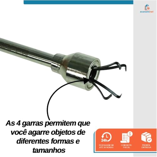Chave Pescadora Flexível 2 em 1 com Garra e Imã 61 cm Ferramenta para Alcance em Locais de Difícil A