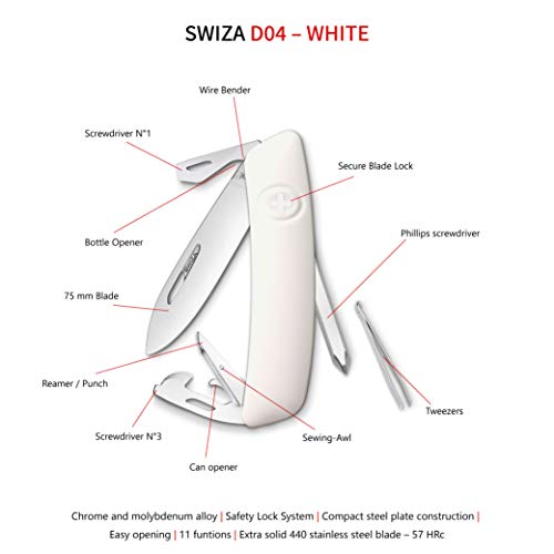 Swiza Kni.0040.1020 D04 Swiss Pocket Knife White #TOP5