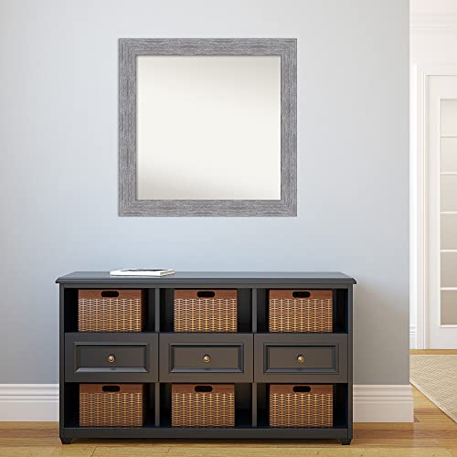 Amanti Art Grey Bathroom Mirror for Over Sink, 31x31 Bark Rustic Grey Square Vanity Mirror, Large Country Rustic Frame, Hangs Horizonally and Vertically, Bathroom Wall Decor, Non-Beveled Edge by Amanti Art - Image 5