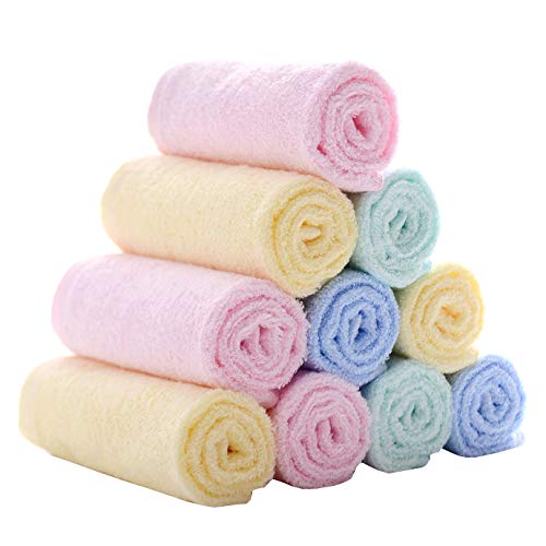 MUKIN Baby Bamboo Washcloths , Baby Face Towels - Extra Soft for Newborn/Infant/Kids/Adults - Ultra Soft for Baby Registry as Shower ,12x12inch