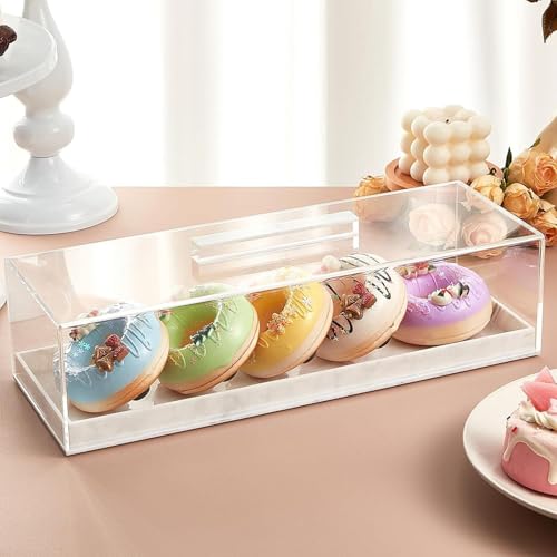 Tyenaza Rectangle Cake Tray with Lids, Clear Pastry Display Case, Dessert Holder Tray, Cake Stand, Cookie Display, Marble Pattern Plastic Cake Platter with Lucite Cover - Cosy Home Interiors Tyenaza Rectangle Cake Tray with Lids, Clear Pastry Display Case, Dessert Holder Tray, Cake Stand, Cookie Display, Marble Pattern Plastic Cake Platter with Lucite Cover - Image 2