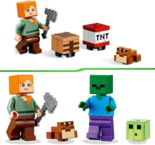 LEGO 21240 Minecraft The Swamp Adventure, Building Game Construction Toy with Alex and Zombie Figures in Biome, Birthday Gift Idea for Kids Aged 8+