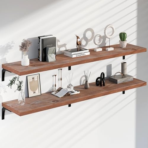 TEDIDUWA 12 Inch Deep Floating Shelves Set of 2, 72"