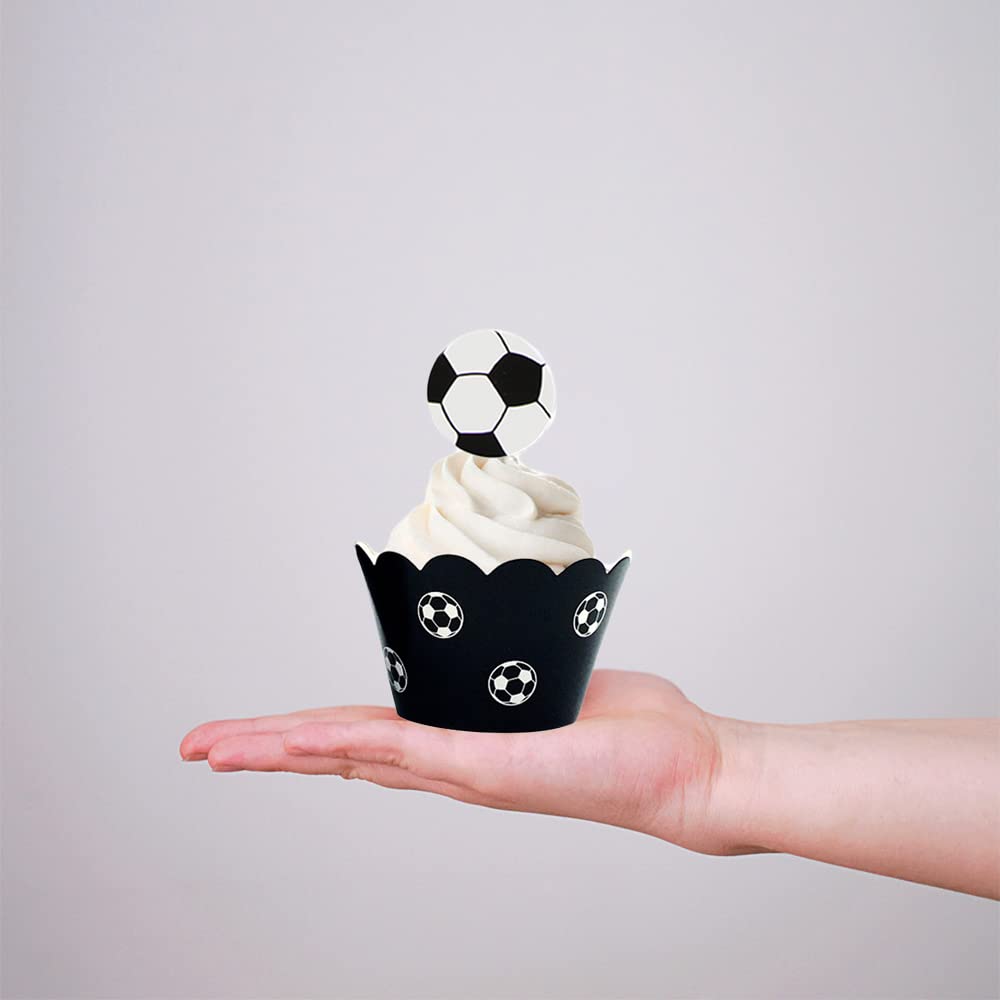 48 stuks taartdecoratie voetbal, cupcake-topper, muffindecoratie