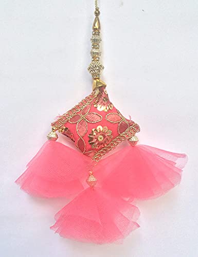 X-mas Special Dress Latkan 1 Pair Baby-Pink Blouse Tassels for Lehenga Home Decor Accessories DIY Decor Curtains Cushions Tassel (Baby Pink, 7  Inch)