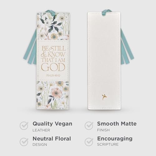 Image of Christian Art Gifts Cute Faux Leather Bookmark for Women: Be Still & Know