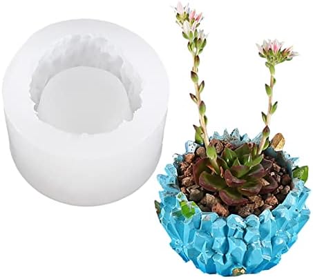 Small Round Spar Shaped Concrete Flower Pot Silicone Mold, DIY Karst Cave Shaped Candle Pen Holder Plaster Epoxy Resin Cement Clay Mould(A)