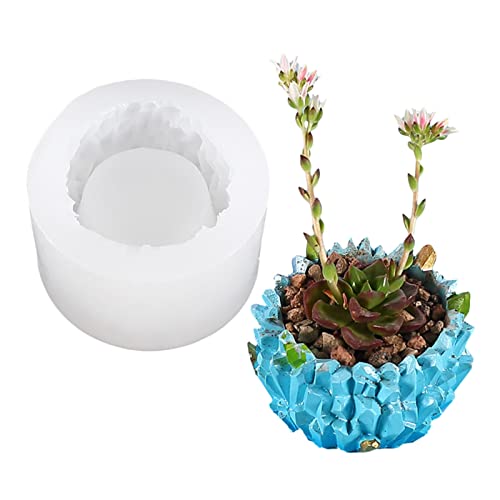 Small Round Spar Shaped Concrete Flower Pot Silicone Mold, Diy Karst Cave Shaped Candle Pen Holder Plaster Epoxy Resin Cement Clay Mould(A) #TOP1