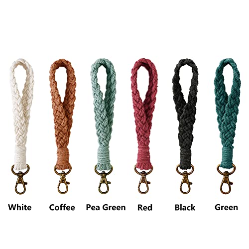 Xgalbla Soft Macrame Keychain Boho Handmade Wristlet Bracelet Keychain Country Style Wrist Lanyard Handmade Weave Exquisite Holder For Women(Pea Green) #TOP6