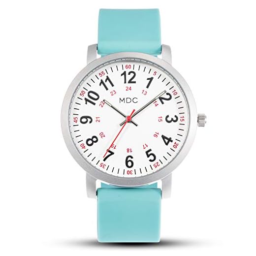 Infantry Nurses Watches for Women Medical Nursing Watch with Second Hand Waterproof 12/24 Hour Analog Quartz Wrist Watches for Womens Work Casual EMT Wristwatch with Teal Silicone Strap by MDC