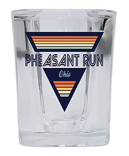 R and R Imports Pheasant Run Ohio 2 Ounce Square Base Liquor Shot Glass Retro Design