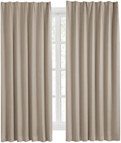（06:30時点） Hansleep カーテン 1級遮光 幅150cm×丈135cm 2枚組 カーキ 断熱 防寒 防音 省エネ 厚手 無地 おしゃれ 洗える 寝室 リビング用 (カーキ, 幅150cm×丈135cm)