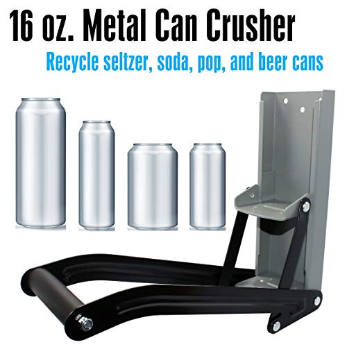 Ansoon Metals Can Crusher & Compactor, Heavy Duty Wall-Mounted With Bottle Opener Smashers Recycling Tool For 16 Oz And 12 Oz Aluminum Seltzer, Soda, Beer Cans And Plastic Bottles #TOP2