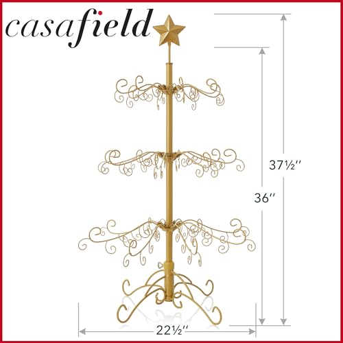 Casafield Ornament Display Christmas Tree with Stand - 3\' Gold Wrought Iron Ornament Holder - Thumbnail 7
