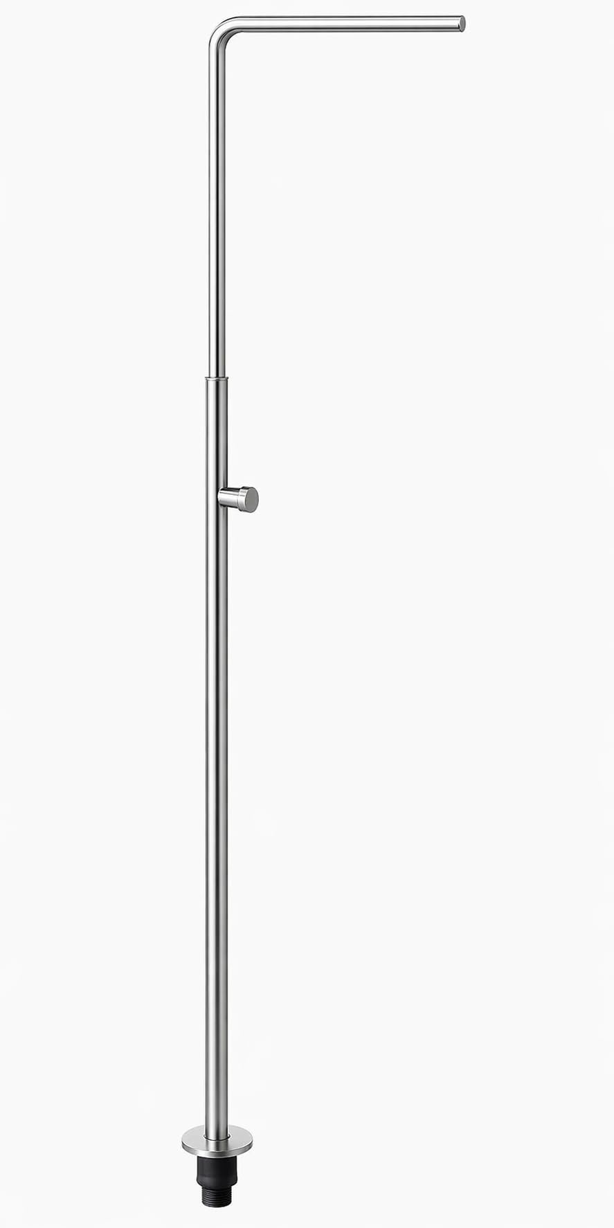 KURIL Ducha Exterior de Acero Inoxidable AISI-304 con rociador cilíndrico antical y pomo Zamak – Altura 2 m – Conexión 1/2” BSP – Uso residencial o Profesional