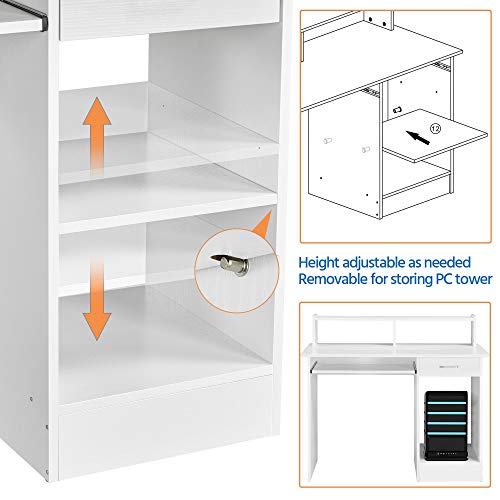 Yaheetech Home Office Wood Computer Desk With Keyboard Tray And Drawers, Students Writing Table With Storage Drawers & Hutch, Modern Pc Laptop Desk, Multifunctional Workstation, White #TOP7