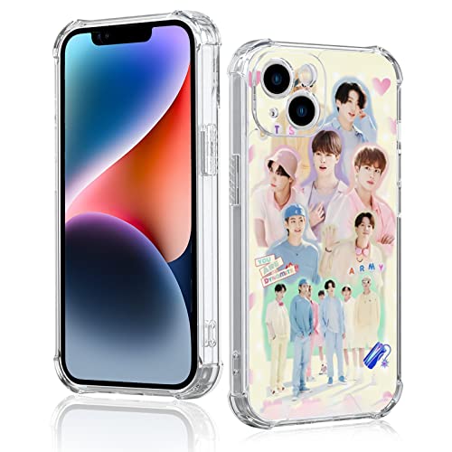 Mmyajt Bts Hearts Phone Case Compatible With Iphone 14 13 12 11 Plus Pro Max Mini Xr Xs Max, Aesthetic Iphone Case Shockproof Pure Clear Bangtan Boys Stars Phone Cover Gift For Boy Girl Men Women #TOP24