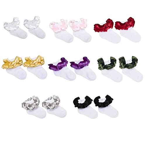 8 Pairs 3D Three-Dimensional Big Ruffled Lace Cotton Socks, Frilly Dress Princess Socks For Little Girls 0-10 Years #TOP3