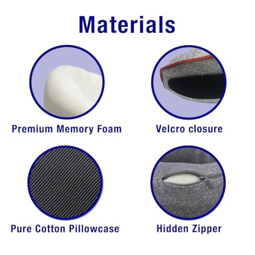 Travel Neck Pillow - 360º Ergonomic Design, Relax Neck, Adjustable Snail Shape, Premium Compressible Memory Foam Headrest, Perfect Travel Neck Roll (Red line Cover) - Image 6