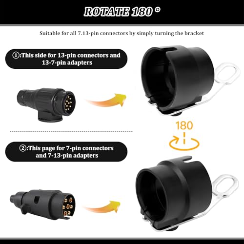 BHHTBB Anhänger Stecker Halter, Anhänger Steckerhalter Hänger Deichsel Halter für Adapter 7 auf 13 Poliger Anhängerstecker mit Metall Anbauplatte Halter, Drehbar Anhängerdeichsel Halterung
