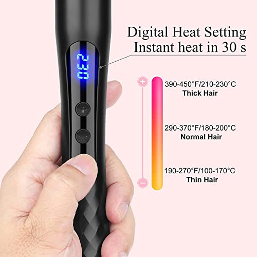 Hair Curling Wand, 0.7-1.25Inch Tapered Curling Iron, Professional Ceramic Hair Curler Wand With Adjustable Digital Temperature, Dual Voltage, Auto Shut-Off #TOP1