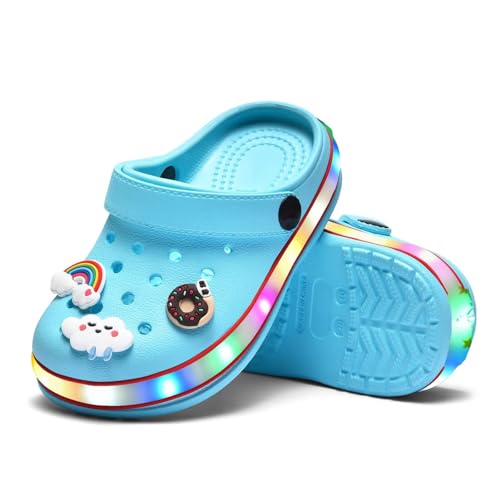 Image of XPKWS Toddler Kids Clogs Boys Girls LED Garden Shoes Light up Sandals Slip on Quick Dry Beach Slippers